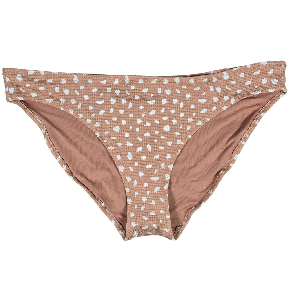 Aerie Bikini Bottoms Tan White Speckle Textured Swimsuit Size L